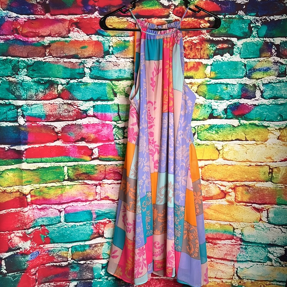 Just Taylor Vibrant Patchwork Spring/Summer Dress… - image 2